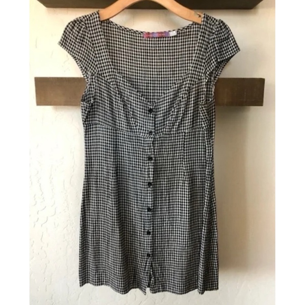 Black & White Gingham Button-Front Women's Dress
